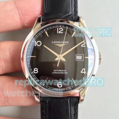 Swiss Replica Longines Record Collection Watch Black Dial Silver Bezel